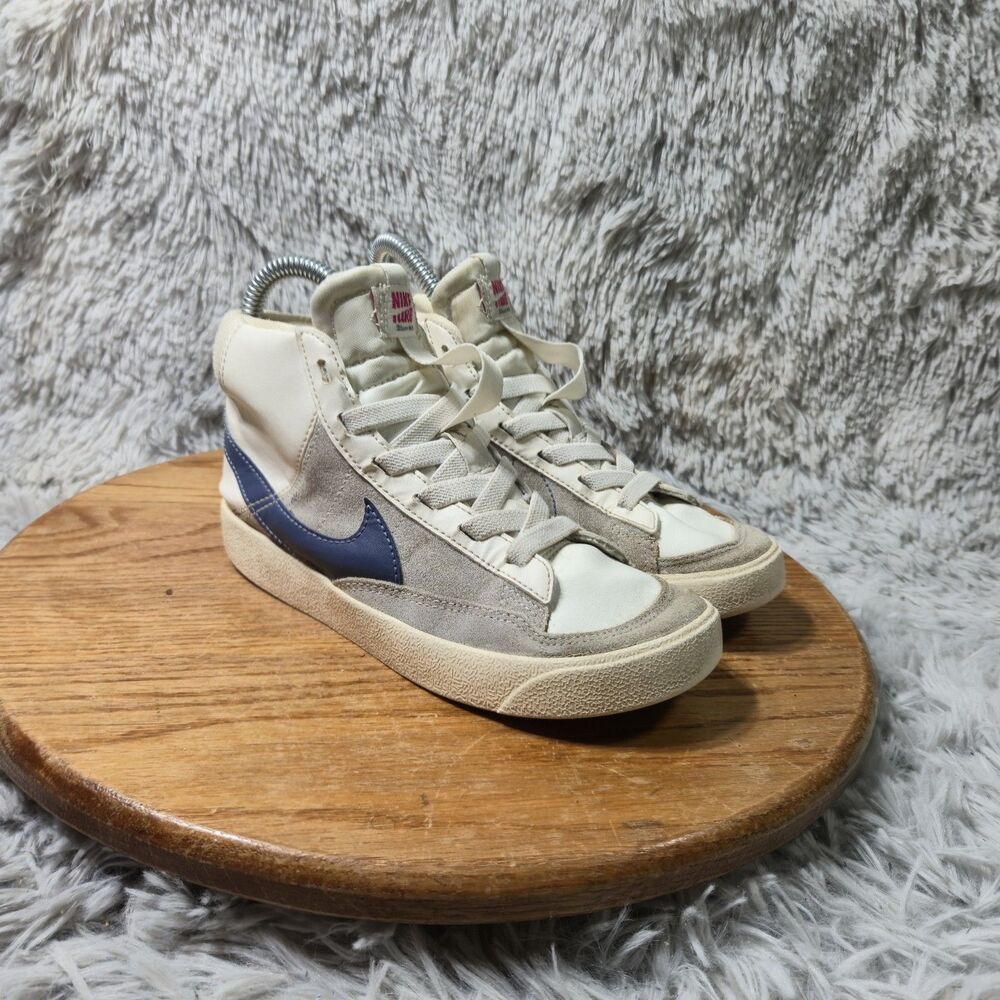 Nike Blazer Mid 77 Sneakers Kids Size 1.5Y Blue White Suede Shoes FB2196-100